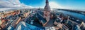 Riga City Dome church in Old Town, Historical Monument, drone 360 vr Panorama