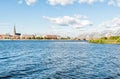 Riga city and Railway bridge view, Latvia Royalty Free Stock Photo