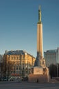 RIGA DECEMBER 25: a morning view of the Freedom monument in Riga