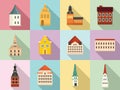 Riga icons set, flat style