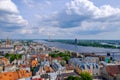 Riga, Latvia. Aerial view on the tv tower from the tower of the church of St. Peter