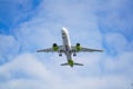 10-01-2021 Riga, Latvia Airplane in the sky - Passenger Airliner, aircraft Royalty Free Stock Photo