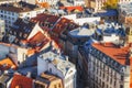 Riga, Latvia. Amazing view from the tower of St. Peter`s Church to the old historical center of the city. Royalty Free Stock Photo