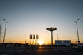 RIGA, LATVIA - APRIL 3, 2019: IKEA brand sign during dark evening and wind - Blue sky in the background