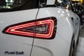 LED taillights and car design closeup of nev Hyundai Nexo hydrogen fuel cell suv, model 2023