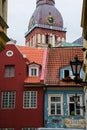Colorful old buildings and Dome Cathedral Clock tower