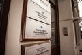 RIGA, LATVIA - AUGUST 23: signs of the offices of the european union in latvia, namely the european commission and the european