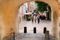 The view of the Swedish gate in the old city, Riga