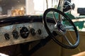 Vintage car interior, stainless steal dash board Royalty Free Stock Photo