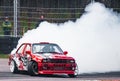 24-04-2021 Riga, Latvia BMW and tire marks on the asphalt. The car stalled. Drift. Burnout. Editorial photo Royalty Free Stock Photo