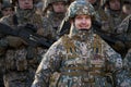 14-08-2018 Riga, Latvia Camouflaged soldier marching in formation Royalty Free Stock Photo