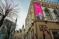 RIGA, LATVIA: Riga City Construction Board left and Large guild building right Royalty Free Stock Photo