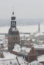Riga, Latvia, Doms on winter, view from St.Peter's Church