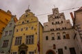 RIGA, LATVIA: front view of Three Brothers, early Renaissance style houses on Maza Pils iela in Old Riga Town Royalty Free Stock Photo