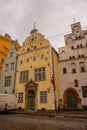 RIGA, LATVIA: front view of Three Brothers, early Renaissance style houses on Maza Pils iela in Old Riga Town Royalty Free Stock Photo