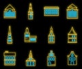 Riga Latvia icons set vector neon
