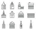 Riga Latvia icons set, outline style