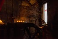 RIGA, LATVIA: The interior of an old building with candles. Retro vintage style Royalty Free Stock Photo