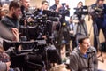 TV cameras at press conference Royalty Free Stock Photo