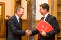 Jeremy Hunt, Minister of Foreign Affairs of United Kingdom arrives to Official State Visit with Edgars Rinkevics, Minister of For