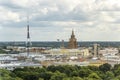 Riga, Latvia- July 7, 2023: Aerial view of Riga in Latvia, with Radio and TV Tower and Latvian Academy of Sciences. Royalty Free Stock Photo