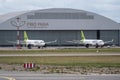 Riga, Latvia - July 3, 2023: AirBaltic Airbus A220-300 in RIX International Airport