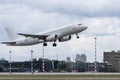 Riga, Latvia - July 3, 2023: Avion Express Airbus A320-232 9H-AMK takes off from RIX International Airport Royalty Free Stock Photo