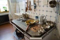 Riga, Latvia - July 6, 2012 - Museum of Art Nouveau. Interior of vintage kitchen