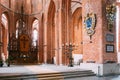 Riga Latvia. Nave Of St. Peter's Church. Central Part Of Interior For Parishioners Accommodation