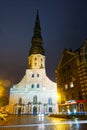 Night View Of St. Peter's Church In Old Town Riga Latvia Royalty Free Stock Photo