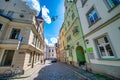 Riga, Latvia - July 7, 2017: Riga streets and ancient buildings on a sunny day Royalty Free Stock Photo