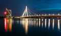 Riga Latvia. Scenic View Of Vansu Cable-Stayed Bridge In Evening Illumination Over Daugava River Royalty Free Stock Photo