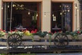 Riga, Latvia - July 17, 2020: Street cafe in historical center in Riga, Latvia.