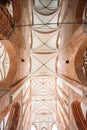 Riga Latvia. Vaulted Ceiling Of St. Peter's Lutheran Church In Sunlight. Interior Of Famous Landmark