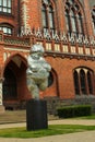 Riga, Latvia - July 10, 2017: Venus of Willendorf by Brigita Zelca in front of The Art Academy of Latvia. Modern replica of the