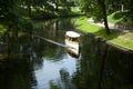 Dinghy at pilsetas kanals on a summer day, Riga, Latvia Royalty Free Stock Photo