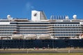 Riga, Latvia - 11-June-2023: Modern cruise liner ship in port on the River Daugava in Riga city, Latvia Royalty Free Stock Photo