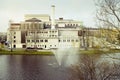 Riga, Latvia. Latvian National Opera building, view from the city canal.