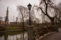 Riga, Latvia: Love padlocks as a symbol of eternal love and marriage fixed to metal railings on bridge in the Bastejkalna Park in Royalty Free Stock Photo