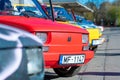 Row of colorful stylish vintage Fiat 126 PanCars rental cars, PanCars is a car rental company Royalty Free Stock Photo