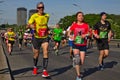 Riga, Latvia - May 19 2019: Male and Female marathon runners exhausted