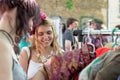 RIGA, LATVIA - MAY 24, 2014: Miera street Pentecost. Woman shopping in the market