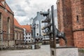 Riga, Latvia - May 21, 2021: Sculpture of the Town Musicians of Bremen in Riga, Latvia. Royalty Free Stock Photo