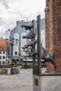 Riga, Latvia - May 21, 2021: Sculpture of the Town Musicians of Bremen in Riga, Latvia. Royalty Free Stock Photo