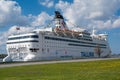 Riga, Latvia - May 4, 2020: Tallink cruise ferry