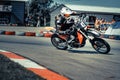 05-08-2020 Riga, Latvia Motard motorcycle in corner of track