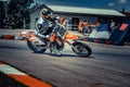 05-08-2020 Riga, Latvia Motard motorcycle in corner of track Royalty Free Stock Photo