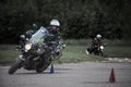 Riga, Latvia - 16.06.2019 Motorcycle gymkhana sport. A biker on a motorcycle. Motorcycling. Open moto fest