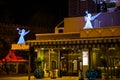 Riga, Latvia: Night new year street in the old town with lighting. Christmas old town