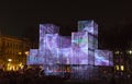 RIGA, LATVIA, NOVEMBER 17, 2017: Festival Staro Riga, Beaming Riga celebrating 99th anniversary of independence. PIXEL